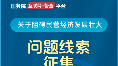 在线看美女被猛猛操逼国务院“互联网+督查”平台公开征集阻碍民营经济发展壮大问题线索